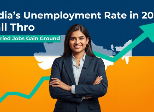 Indian Woman with Growth Graph and India Map