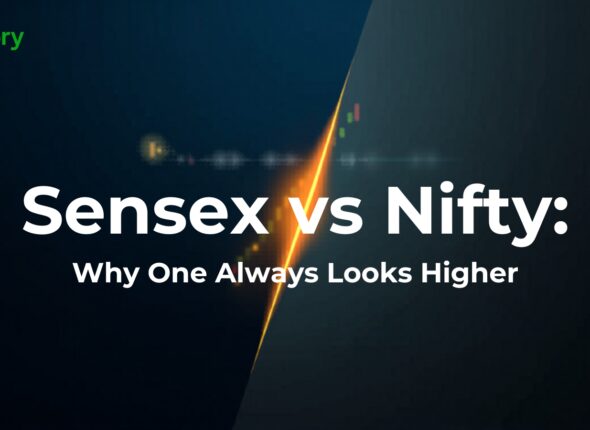 Split-Screen Thumbnail Sensex vs Nifty Candlestick Charts